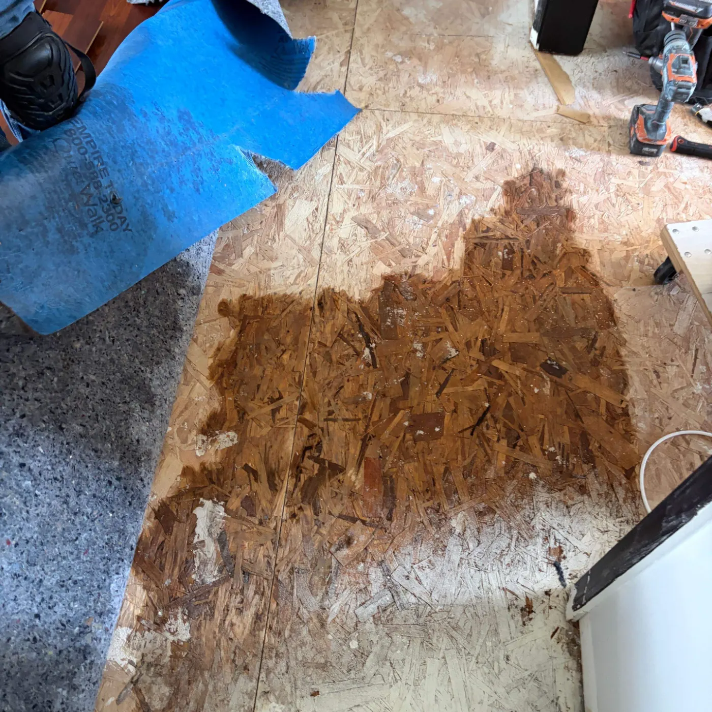 Air movers and dehumidifiers running in Lake Forest Indiana home dry-out